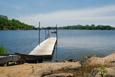 Bathing bridge in blekinge in sunlight